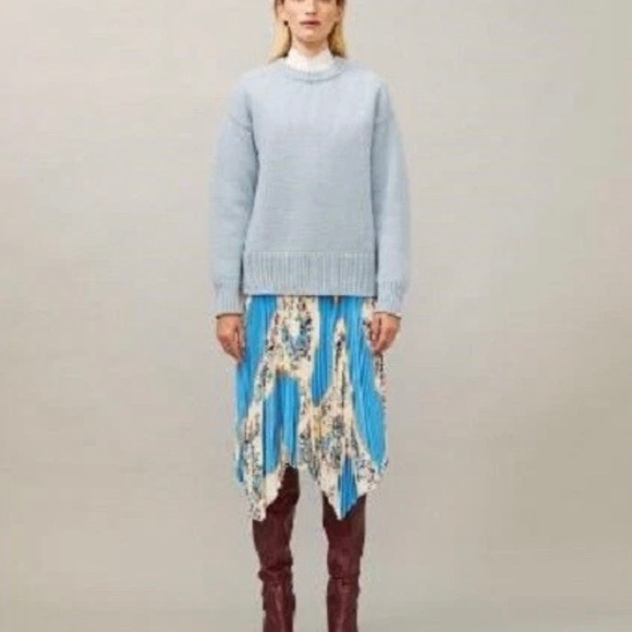 Tory Burch Sweaters - NWT Tory Burch Oversized Crew Neck Wool Sweater Dove Blue Size Small